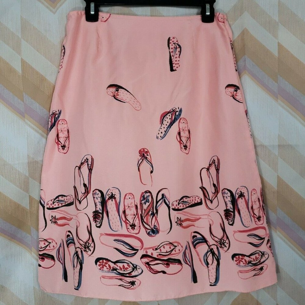 Peach color with flip flops print A-line skirt